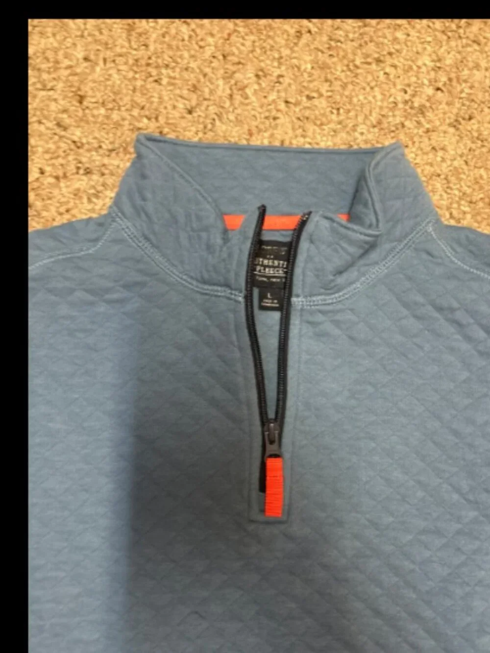 J. CREW AUTHENTIC  QUILTED 1/4 ZIP PULLOVER SWEATER SWEATSHIRT BLUE NWOT L